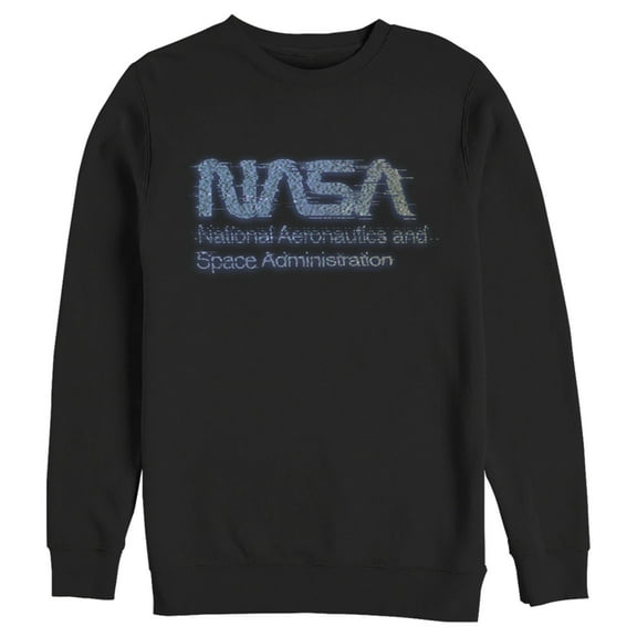 Men's NASA Distorted Computer Text Logo Sweatshirt Black X Large