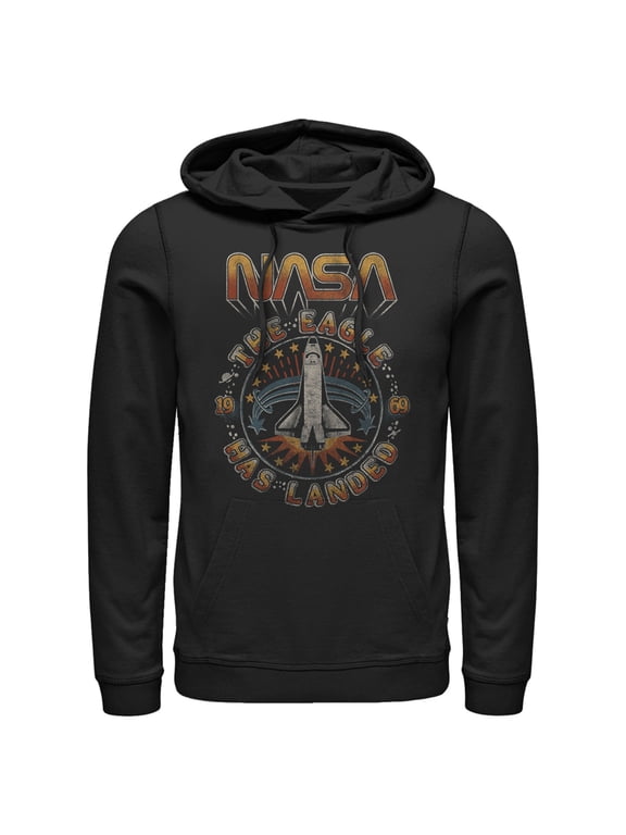 Men's NASA Eagle Has Landed Pull Over Hoodie Black Medium