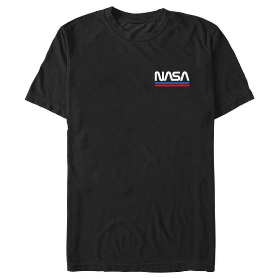 Men's NASA Embroidered Minimalist Logo  Graphic Tee Black Large