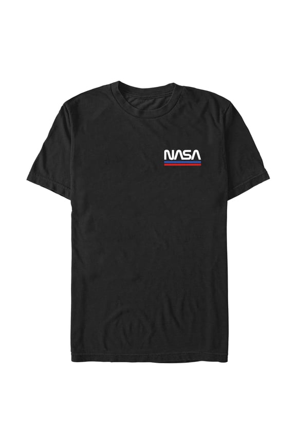 Men's NASA Embroidered Minimalist Logo  Graphic Tee Black Large