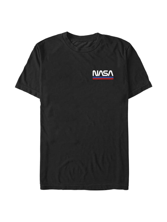 Men's NASA Embroidered Minimalist Logo Graphic Tee Black Large