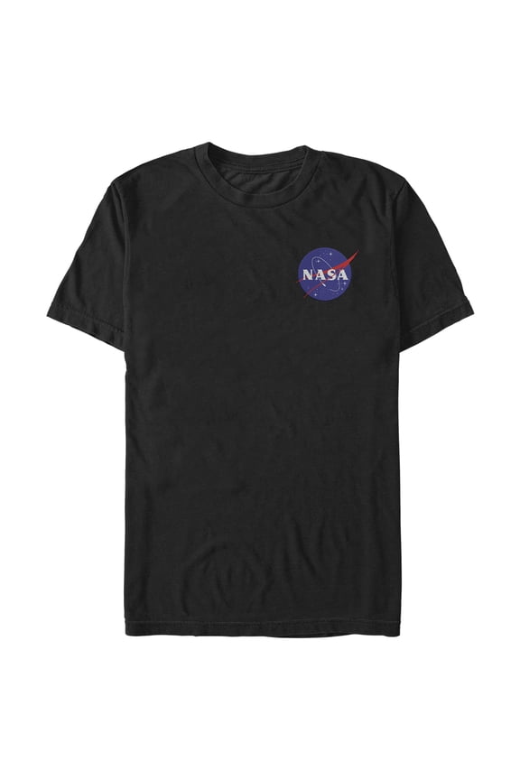 Men's NASA Embroidered Retro Logo  Graphic Tee Black Medium