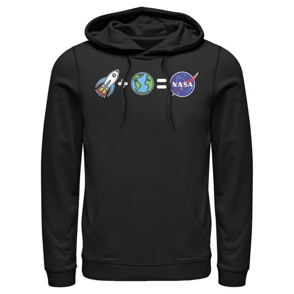 Men's NASA Emoticon Space Equation Pull Over Hoodie Black 3X Large