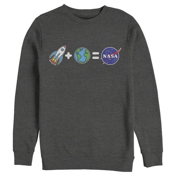 Men's NASA Emoticon Space Equation Sweatshirt Charcoal Heather Large