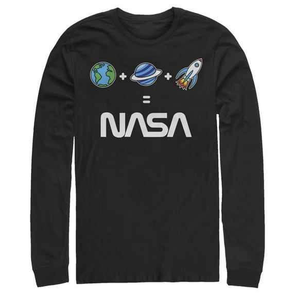 Men's NASA Emoji Space Logo Equation Long Sleeve Shirt Black X Large