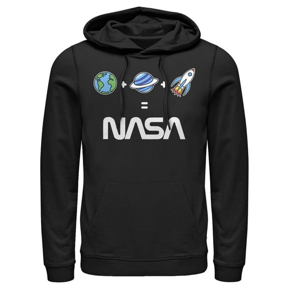 Men's NASA Emoticon Space Logo Equation Pull Over Hoodie Black X Large