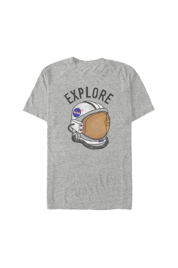 Men's NASA Explore Helmet Graphic Tee Athletic Heather Small