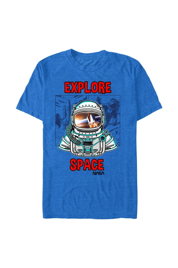 Men's NASA Explore Space Cartoon Astronaut  Graphic T-Shirt