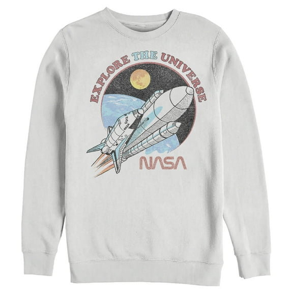 Men's NASA Explore The Universe Circle Portrait Sweatshirt White Large