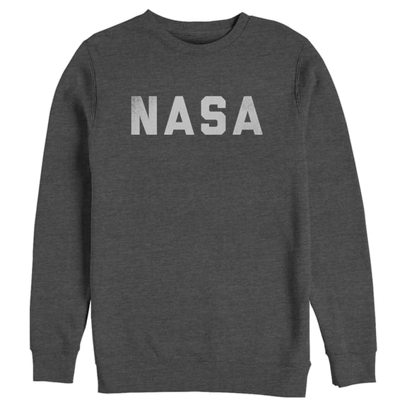 Men's NASA Flat Text Simple Logo  Sweatshirt Charcoal Heather Medium
