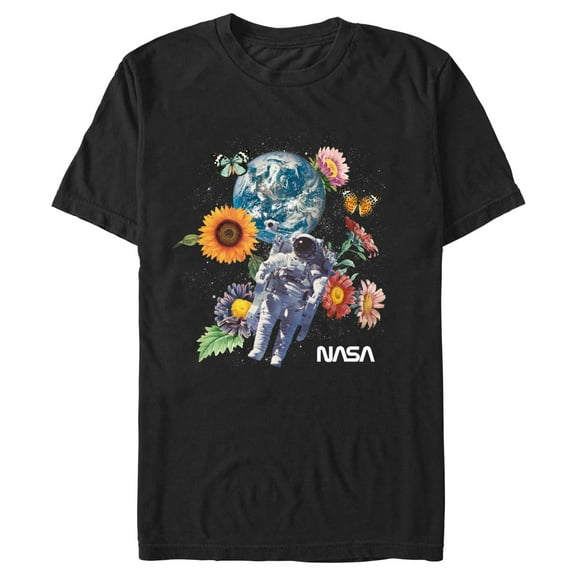 Men's NASA Floral Astronaut in Space  Graphic T-Shirt