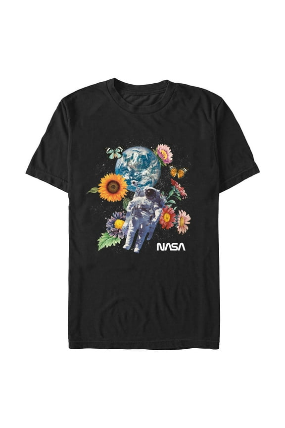 Men's NASA Floral Astronaut in Space Graphic T-Shirt