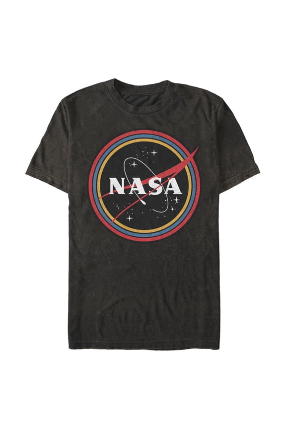 Men's NASA Galaxy In Rainbow Circles Graphic Tee Black Medium