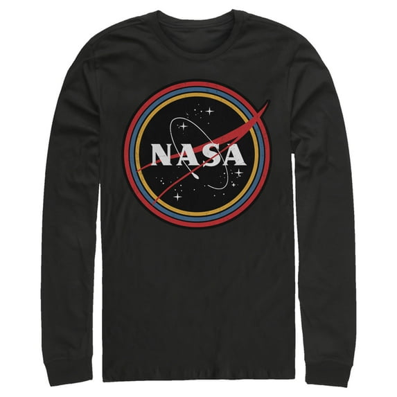 Men's NASA Galaxy In Rainbow Circles Long Sleeve Shirt Black Small