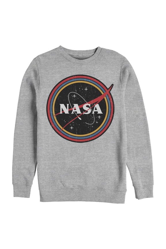 Men's NASA Galaxy In Rainbow Circles Sweatshirt Athletic Heather Large