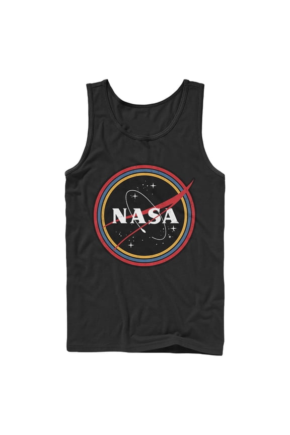 Men's NASA Galaxy In Rainbow Circles Tank Top Black Large