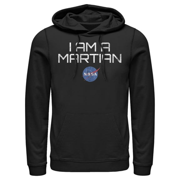 Men's NASA I Am A Martian With Logo  Pull Over Hoodie Black Medium