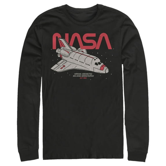 Men's NASA Journey Through Stars Long Sleeve Shirt Black Small