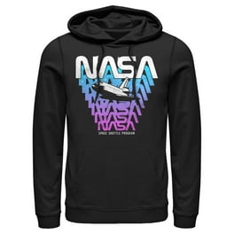 Men s NASA Neon Rainbow Repeat Text Logo Pull Over Hoodie Black Large Walmart