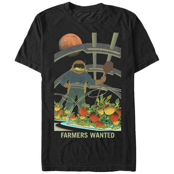 Men's NASA Mars Farmers Wanted Graphic Tee Black Medium