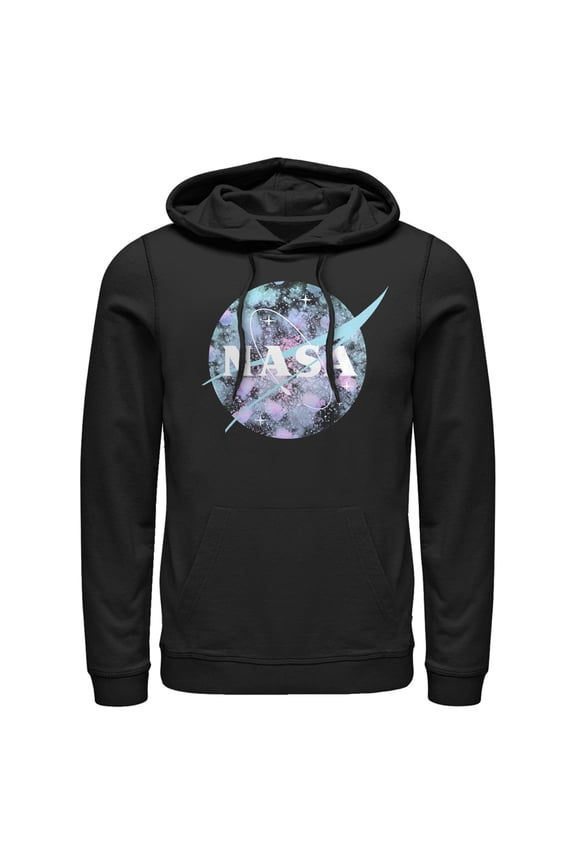 Men's NASA Microscope Logo  Pull Over Hoodie Black Small