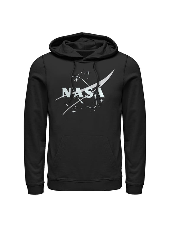 Men's NASA Minimal Logo Pull Over Hoodie Black Large