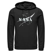 Mens NASA Minimal Logo Pull Over Hoodie Black Large