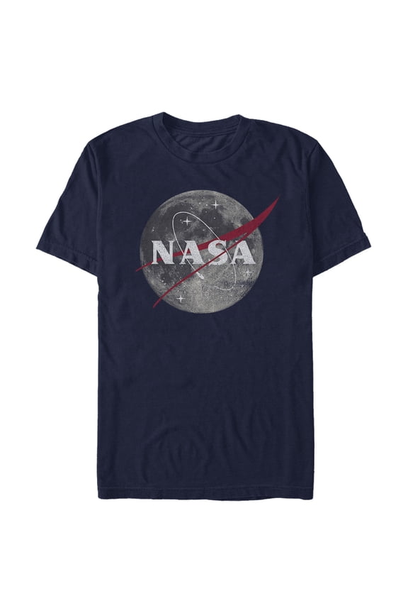 Men's NASA Moon Space Logo Graphic Tee Navy Blue Large
