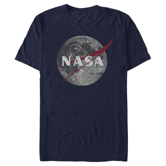 Men's NASA Moon Space Logo  Graphic Tee Navy Blue X Large