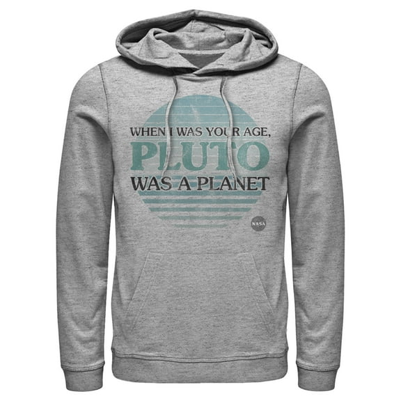 Men's NASA My Age Pluto Was A Planet  Pull Over Hoodie Athletic Heather 2X Large