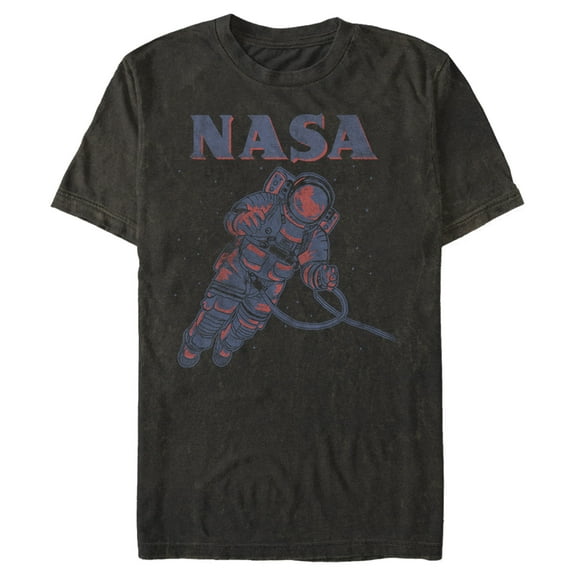 Men's NASA Neon Astronaut Cowboy In Space  Graphic Tee Black Large