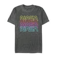 thumbnail image 1 of Men's NASA Neon Rainbow Repeat Text Logo Graphic Tee Charcoal Heather X Large, 1 of 4