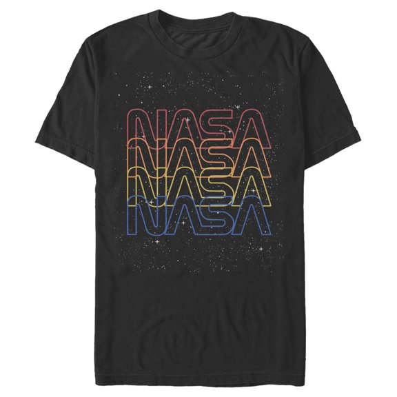Men's NASA Neon Space Logo Color Fade Graphic Tee Black X Large