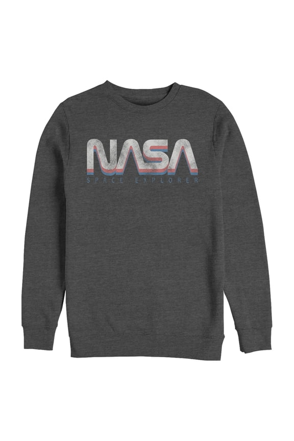 Men's NASA Official Space Explorer Retro Logo  Sweatshirt Charcoal Heather Medium