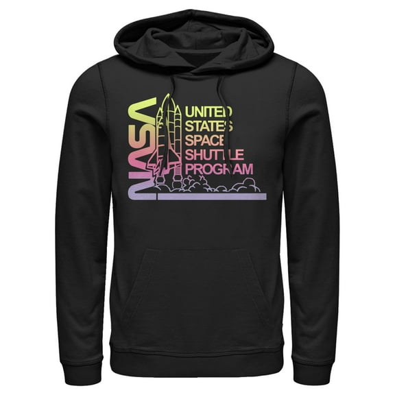Men's NASA Ombre Sunset Shuttle Program Pull Over Hoodie Black 2X Large