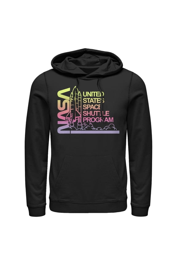 Men's NASA Ombre Sunset Shuttle Program  Pull Over Hoodie Black Small