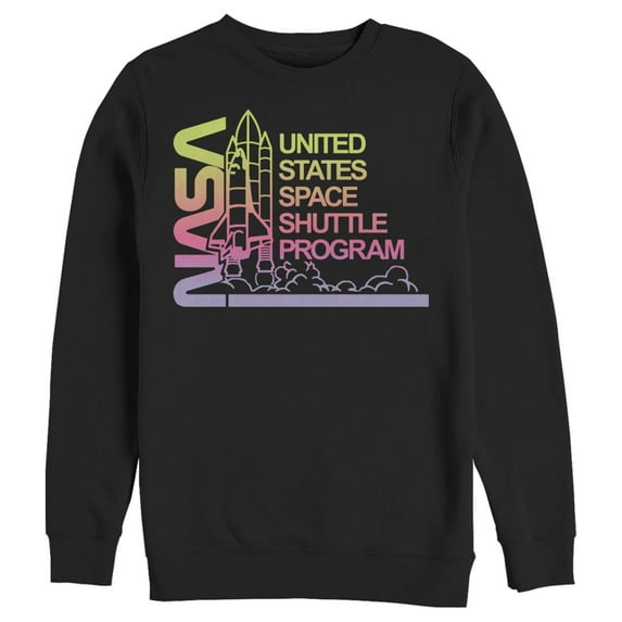 Men's NASA Ombre Sunset Shuttle Program Sweatshirt Black X Large
