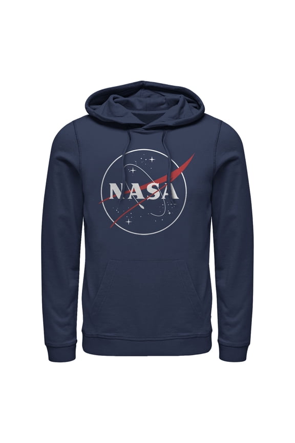 Men's NASA Outline Simple Logo Pull Over Hoodie Navy Blue 3X Large