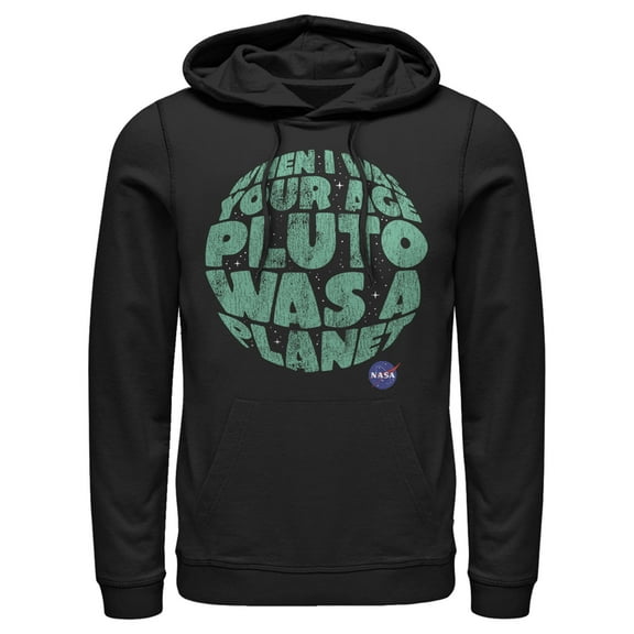 Men's NASA Pluto Was A Planet Pull Over Hoodie Black Small