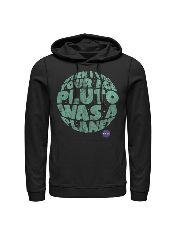 Men's NASA Pluto Was A Planet Pull Over Hoodie Black Small