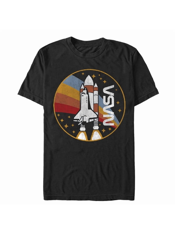 Men's NASA Rainbow Launch Graphic Tee Black 2X Large