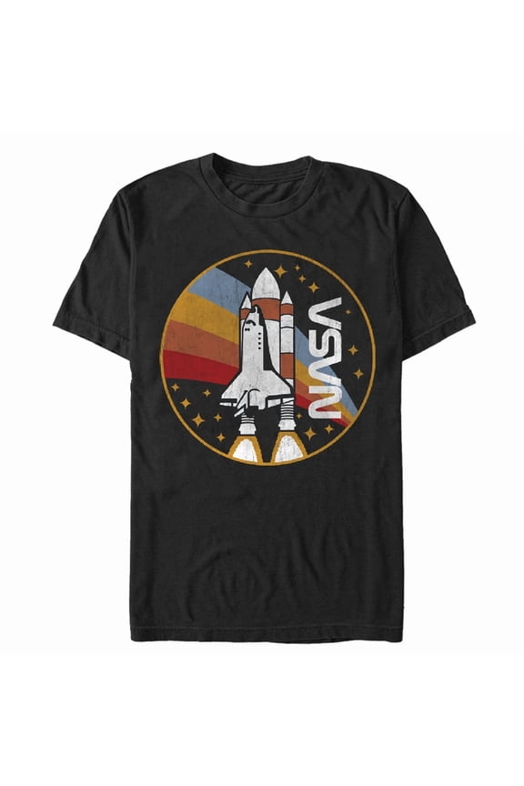 Men's NASA Rainbow Launch  Graphic Tee Black Medium