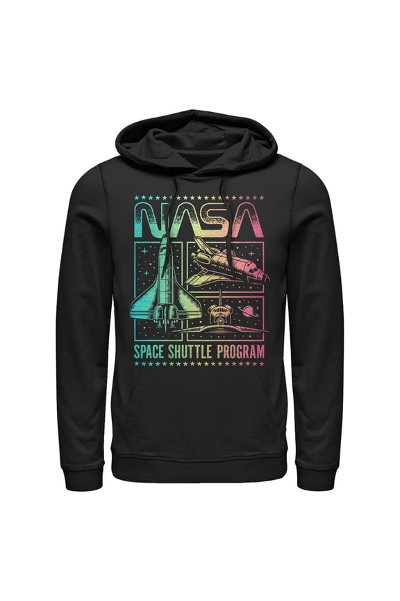 Men's NASA Rainbow Panels Pull Over Hoodie Black Small