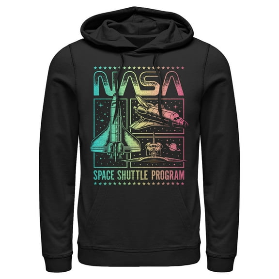 Men's NASA Rainbow Panels Pull Over Hoodie Black Small