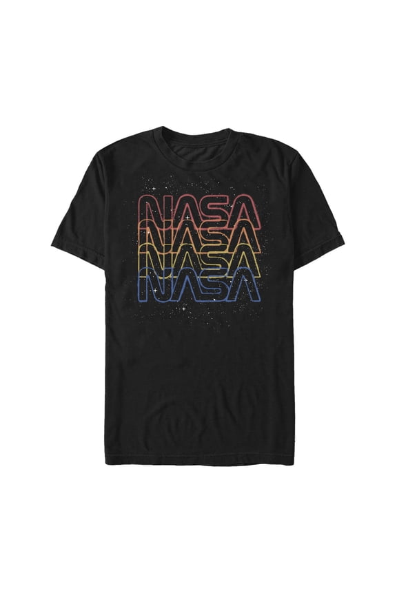 Men's NASA Rainbow Repeat Logo Graphic Tee Black 5X Large