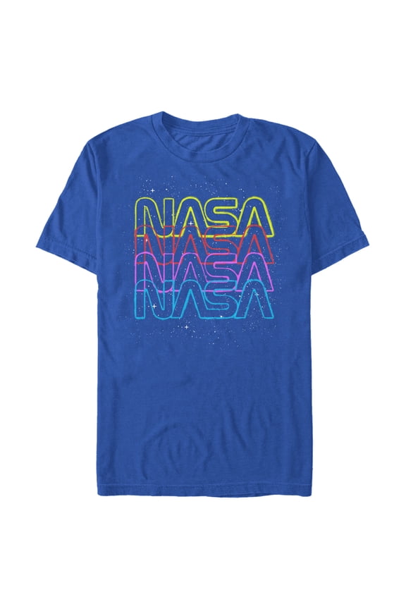 Men's NASA Rainbow Repeat Logo Graphic Tee Royal Blue X Large