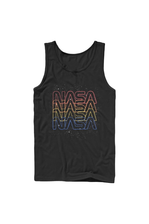 Men's NASA Rainbow Repeat Logo Tank Top Black Medium