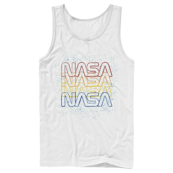 Men's NASA Rainbow Repeat Logo  Tank Top White Small