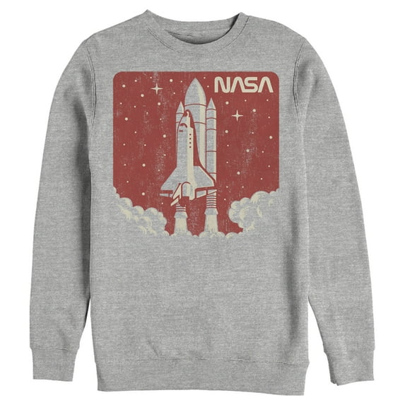 Men's NASA Red And Orange Hue Lift Off Sticker Logo Sweatshirt Athletic Heather Large