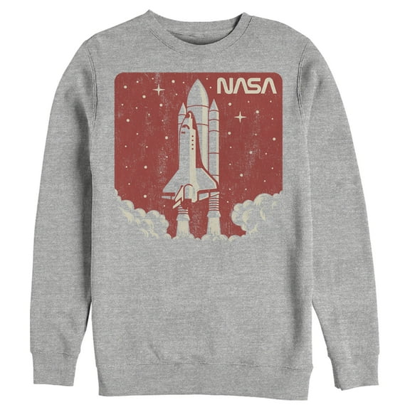 Men's NASA Red And Orange Hue Lift Off Sticker Logo Sweatshirt Athletic Heather Medium